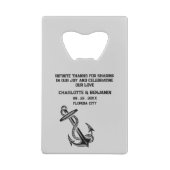 Nautisch anker bruiloft gunst krediet creditkaart flessenopener (Achterkant)