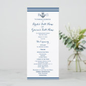 Nautisch anker bruiloft programma programmakaart (Staand voorkant)