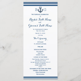 Nautisch anker bruiloft programma programmakaart