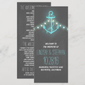 Nautisch Anker  Chalkboard Wedding Programma Programmakaart (Voorkant / Achterkant)