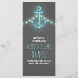Nautisch Anker  Chalkboard Wedding Programma Programmakaart