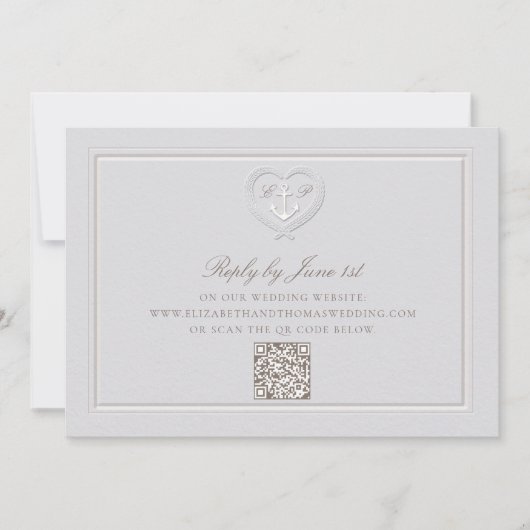 Nautisch anker Crest formele QR bruiloft reactie (Voorkant)