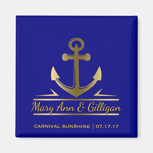Nautisch Anker Cruise Schip Bruiloft Favor Navy Magneet (Voorkant)