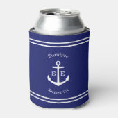 Nautisch Anker Custom (blauw) Blikjeskoeler (Blikje Voorkant)