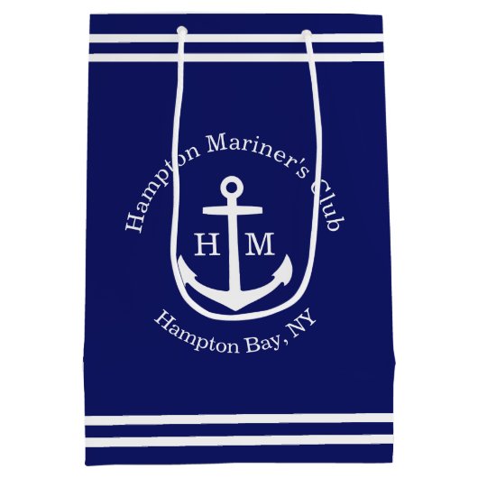 Nautisch Anker Custom (blauw) Medium Cadeauzakje (Achterkant)