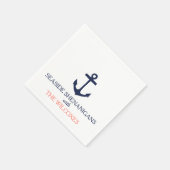Nautisch anker Custom Navy Blue/Coral Servet (Hoek)