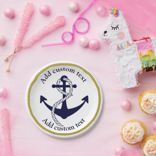 Nautisch anker Custom Party Paper Borden Papieren Bordje (Feest)
