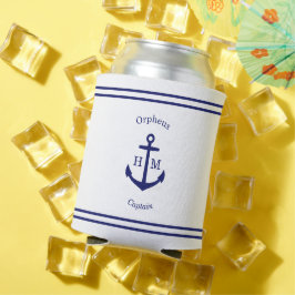 Nautisch Anker Custom (wit & blauw) Blikjeskoeler