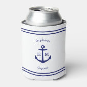 Nautisch Anker Custom (wit & blauw) Blikjeskoeler (Blikje Voorkant)
