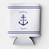Nautisch Anker Custom (wit & blauw) Blikjeskoeler (Voorkant)