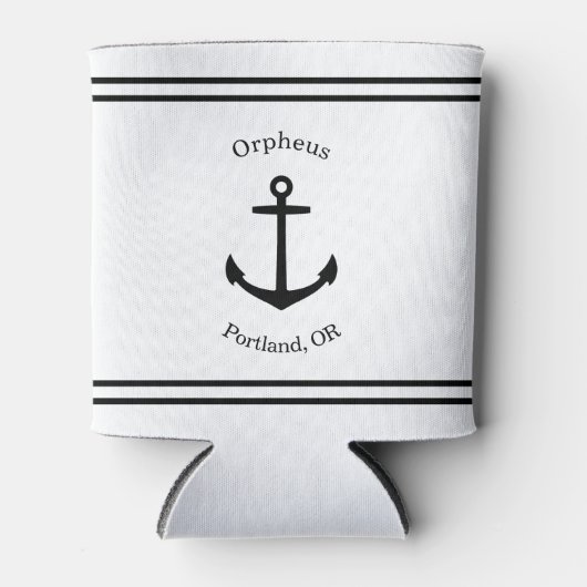 Nautisch Anker Custom (wit & zwart) Blikjeskoeler (Voorkant)