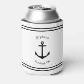 Nautisch Anker Custom (wit & zwart) Blikjeskoeler (Blikje Achterkant)