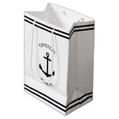Nautisch Anker Custom (wit & zwart) Medium Cadeauzakje (Voorkant Gekanteld)