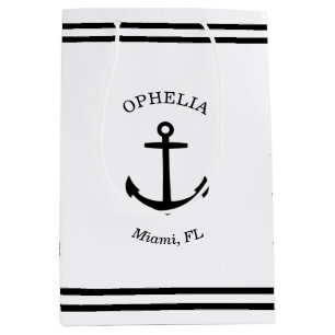Nautisch Anker Custom (wit & zwart) Medium Cadeauzakje