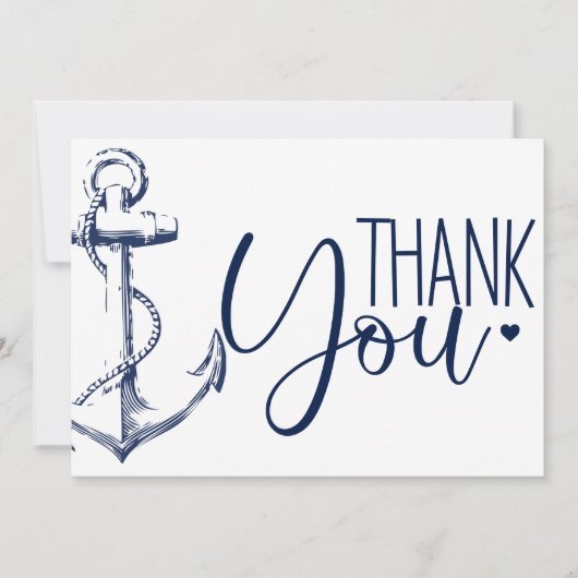 Nautisch Anker Dank Je Wit Bedankkaart (Voorkant)