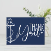 Nautisch Anker Dankjewel Navyblauw Bedankkaart (Staand voorkant)