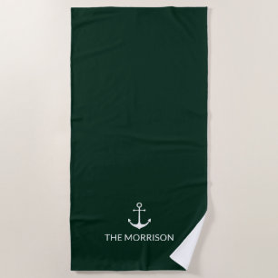 Nautisch anker donker grenen groen Custom Boot Naa Strandlaken