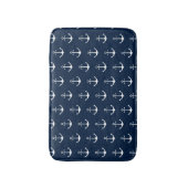 Nautisch anker donkerblauw blauw wit patroon schat badmat (Voorkant Verticaal)