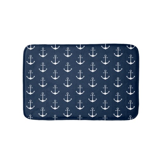 Nautisch anker donkerblauw blauw wit patroon schat badmat (Voorkant)