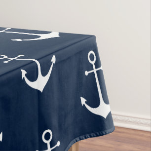 Nautisch anker donkerblauw blauw wit patroon schat tafelkleed