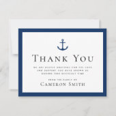 Nautisch anker donkerblauwe grens begrafenissympat bedankkaart (Voorkant)