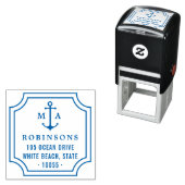 Nautisch Anker Dubbele Monogrammen Terugkeeradres Zelfinktende Stempel (In situ)
