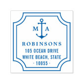Nautisch Anker Dubbele Monogrammen Terugkeeradres Zelfinktende Stempel (Design)