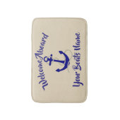 Nautisch anker en aangepaste bootnaam badmat (Voorkant Verticaal)