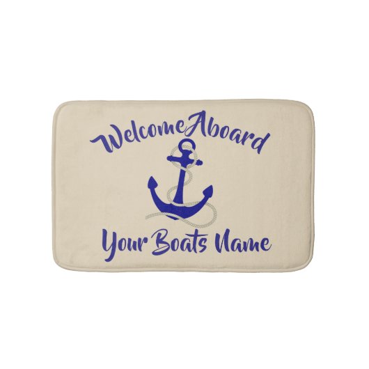 Nautisch anker en aangepaste bootnaam badmat (Voorkant)