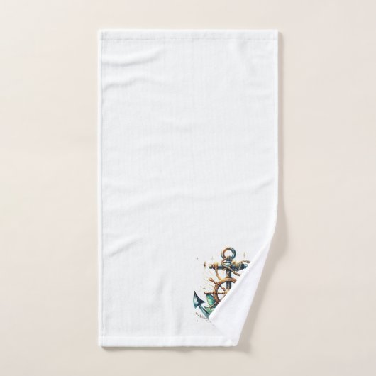 Nautisch Anker en Captains Wheel Bad Handdoek (Handdoek)