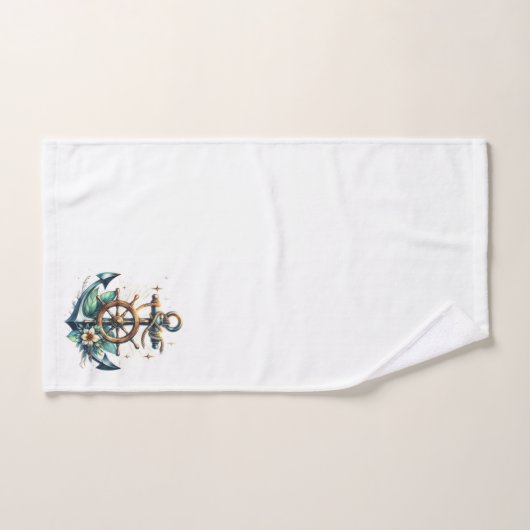Nautisch Anker en Captains Wheel Bad Handdoek (Handdoek)