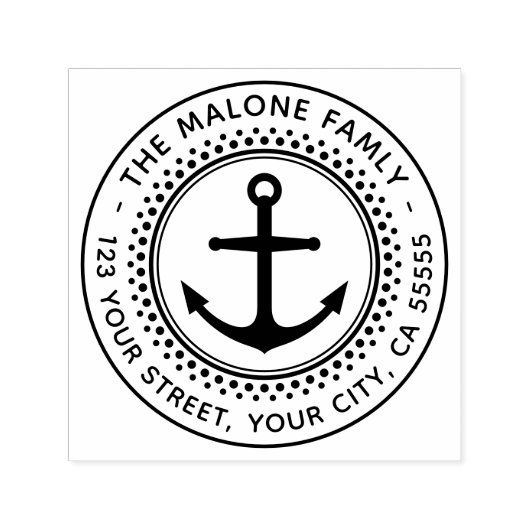 Nautisch anker- en grensterugkeeradres  zelfinktende stempel (Design)