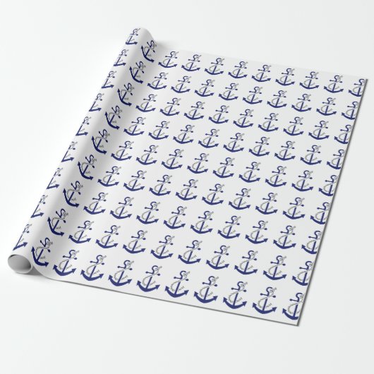 Nautisch anker en helling cadeaupapier (Uitgerold)