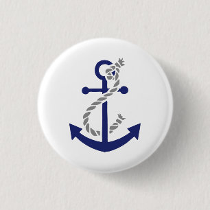 Nautisch anker en helling ronde button 3,2 cm
