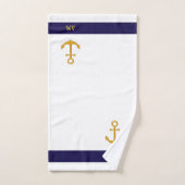 Nautisch anker en kalligrafie op wit en marineblau bad handdoek (Handdoek)