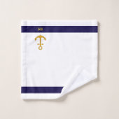 Nautisch anker en kalligrafie op wit en marineblau bad handdoek (Wasdoekje)