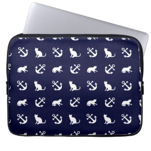 Nautisch anker en katten laptop sleeve