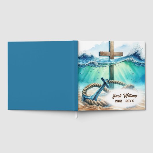 Nautisch anker en kruis herdenkingsdienst gastenboek (Volledig)