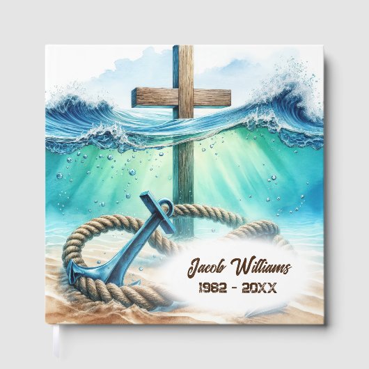 Nautisch anker en kruis herdenkingsdienst gastenboek (Voorkant)