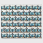 Nautisch anker en kruis in oceaanwater cadeaupapier (Vlak)