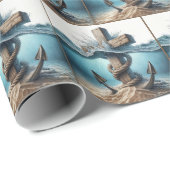 Nautisch anker en kruis in oceaanwater cadeaupapier (Rol Hoek)