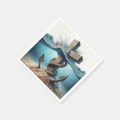 Nautisch anker en kruis in oceaanwater servet (Hoek)