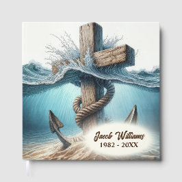 Nautisch anker en kruis voor herdenkingsdienst gastenboek