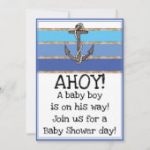 Nautisch Anker en Rope Boy Baby shower (blauw) Kaart (Voorkant)