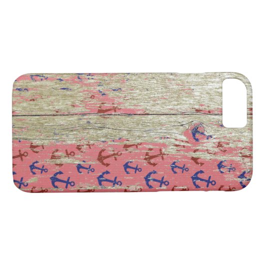 Nautisch anker en rustiek hout Case-Mate iPhone case (Achterkant (Horizontaal))