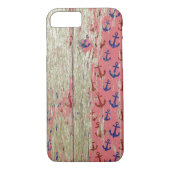 Nautisch anker en rustiek hout Case-Mate iPhone case (Achterkant)