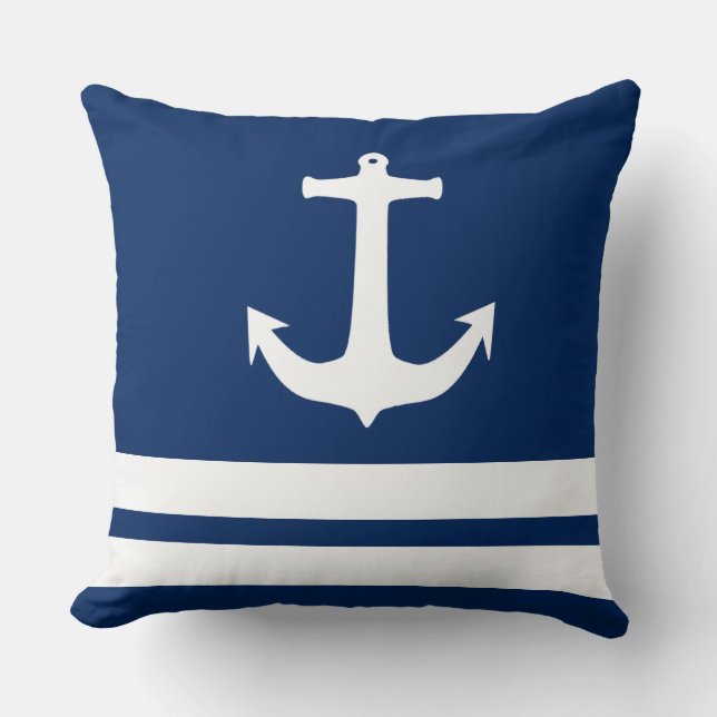 Nautisch anker en strepenpatroon kussen (Voorkant)