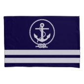 Nautisch anker- en strepenpatroon kussensloop (Voorkant-Links)