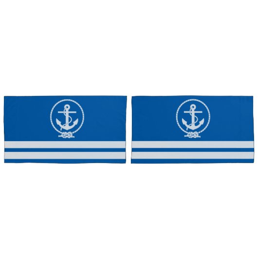 Nautisch anker- en strepenpatroon kussensloop (Voorkant-Set)