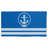 Nautisch anker- en strepenpatroon kussensloop (Voorkant-Links)